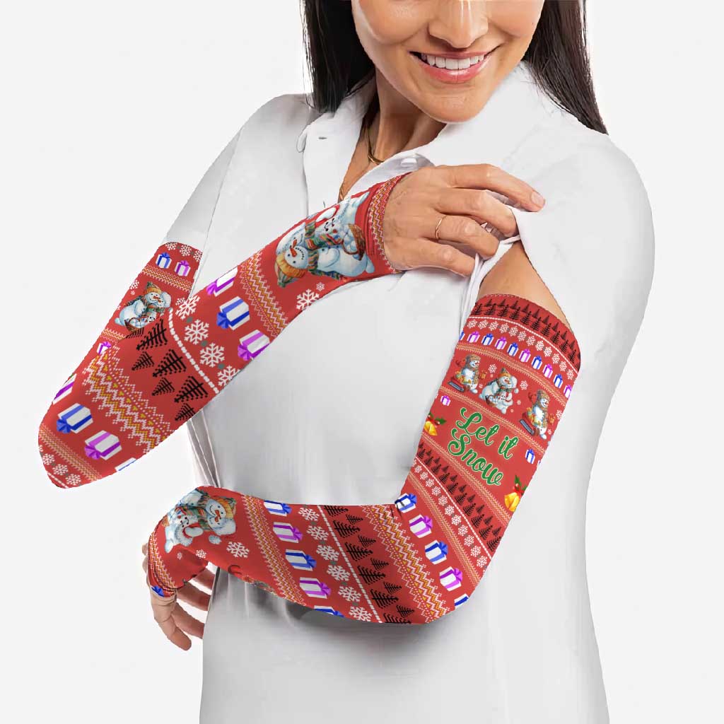 Snowman Let It Snow Christmas Arm Sleeves Xmas Holiday Patterns - Wonder Print Shop