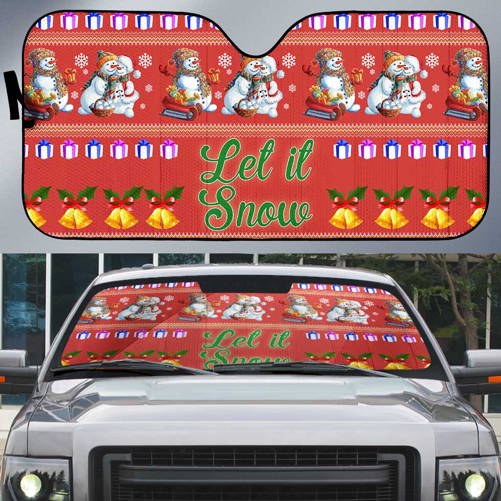 Snowman Let It Snow Christmas Auto Sun Shade Xmas Holiday Patterns - Wonder Print Shop
