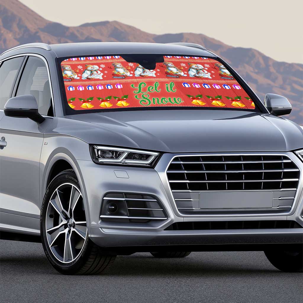 Snowman Let It Snow Christmas Auto Sun Shade Xmas Holiday Patterns - Wonder Print Shop