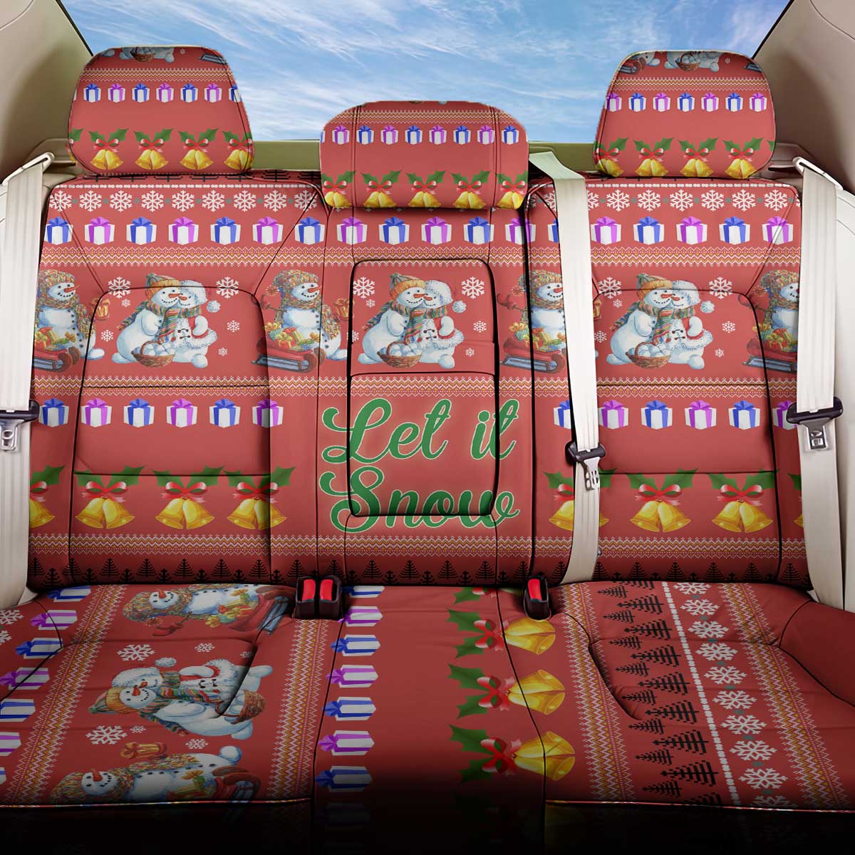 Snowman Let It Snow Christmas Back Car Seat Cover Xmas Holiday Patterns - Wonder Print Shop