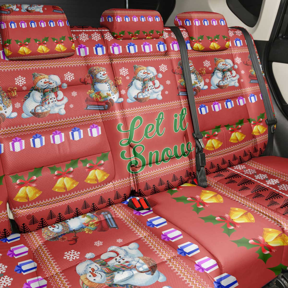 Snowman Let It Snow Christmas Back Car Seat Cover Xmas Holiday Patterns - Wonder Print Shop