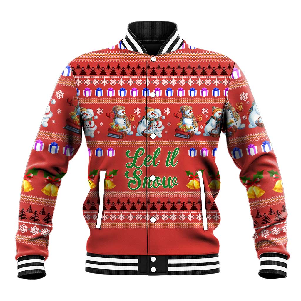 Snowman Let It Snow Christmas Baseball Jacket Xmas Holiday Patterns - Wonder Print Shop