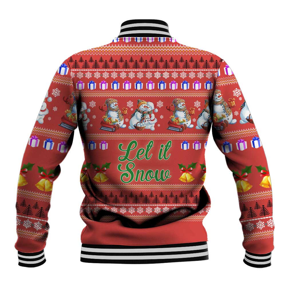 Snowman Let It Snow Christmas Baseball Jacket Xmas Holiday Patterns - Wonder Print Shop