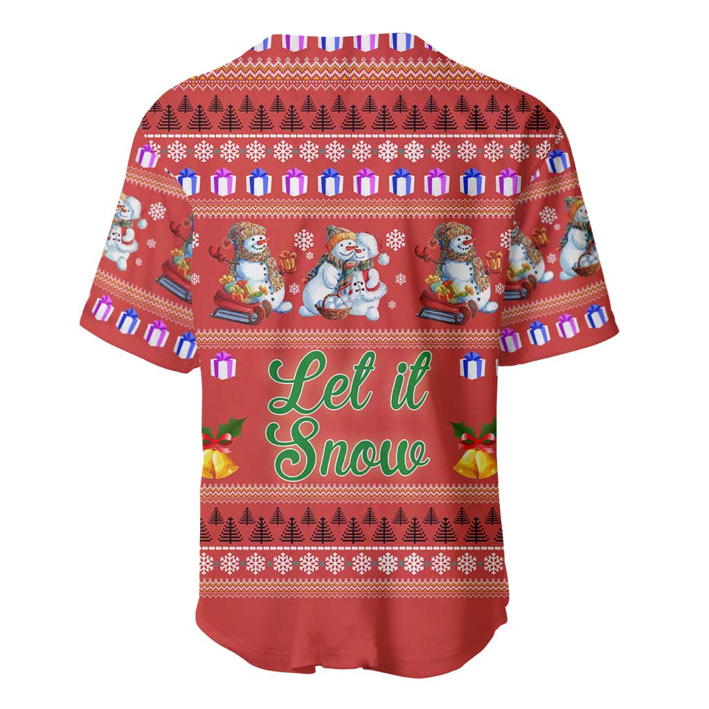 Snowman Let It Snow Christmas Baseball Jersey Xmas Holiday Patterns - Wonder Print Shop