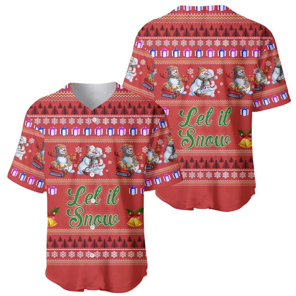 Snowman Let It Snow Christmas Baseball Jersey Xmas Holiday Patterns - Wonder Print Shop