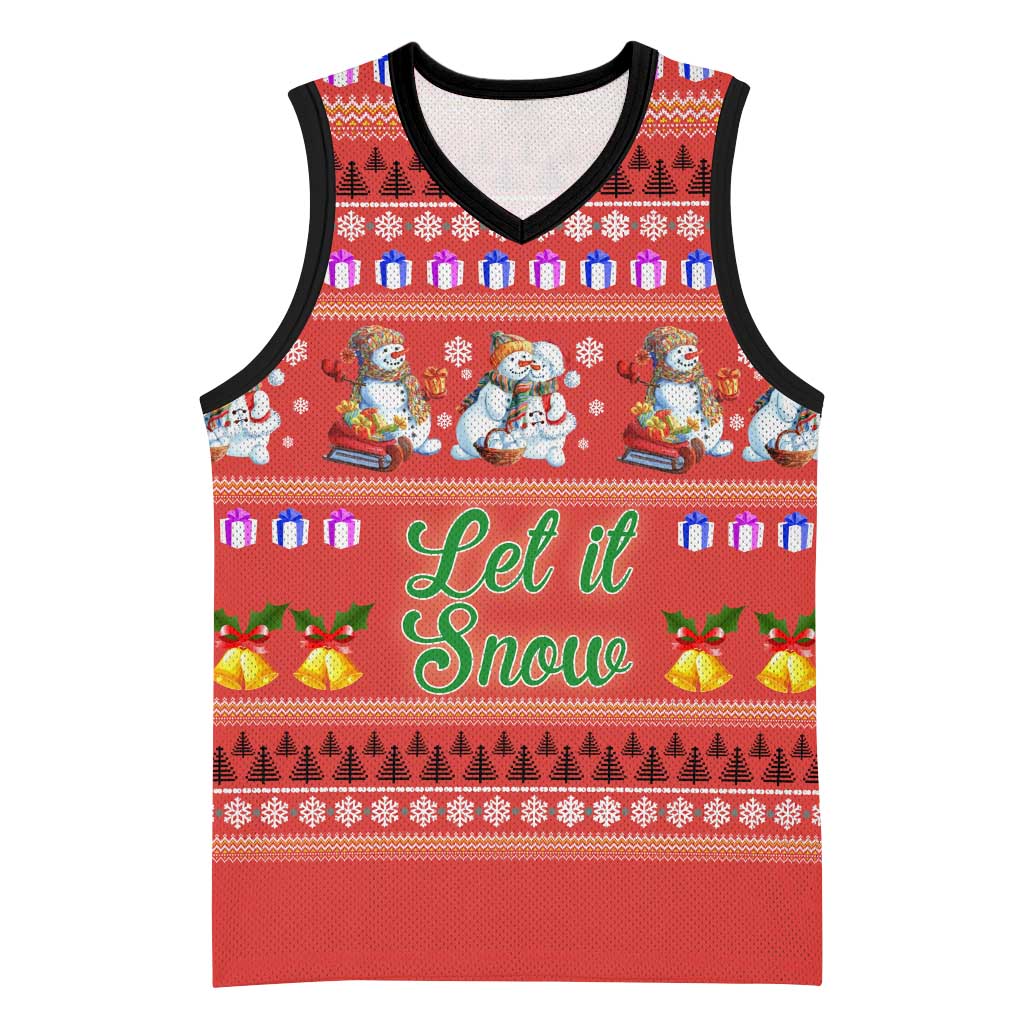 Snowman Let It Snow Christmas Basketball Jersey Xmas Holiday Patterns - Wonder Print Shop