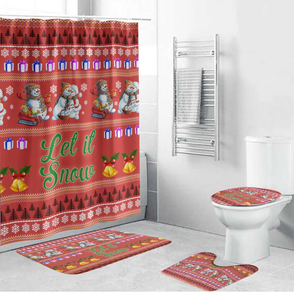 Snowman Let It Snow Christmas Bathroom Set Xmas Holiday Patterns - Wonder Print Shop