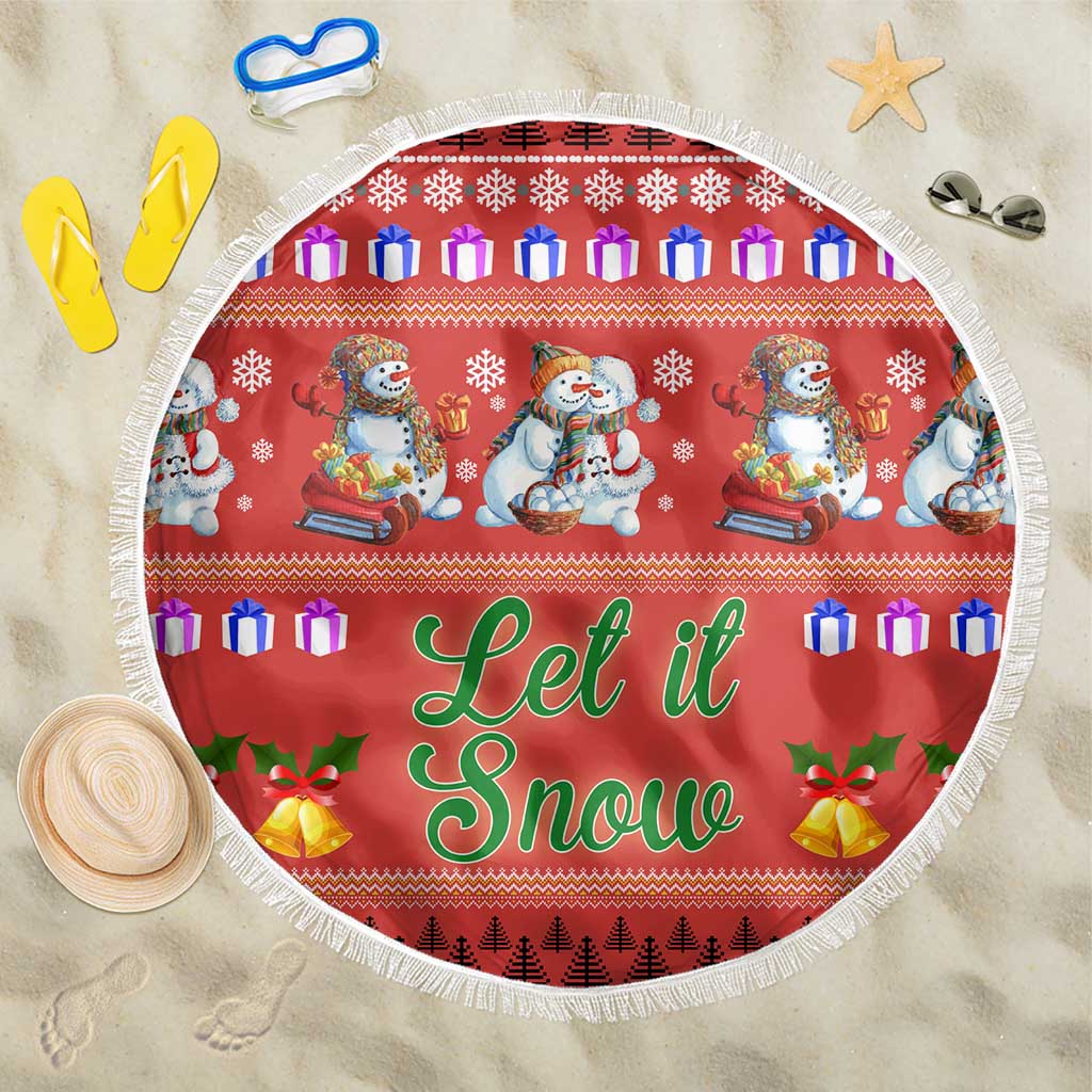 Snowman Let It Snow Christmas Beach Blanket Xmas Holiday Patterns - Wonder Print Shop