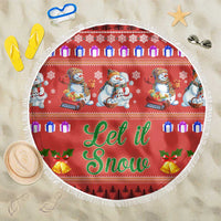 Snowman Let It Snow Christmas Beach Blanket Xmas Holiday Patterns - Wonder Print Shop