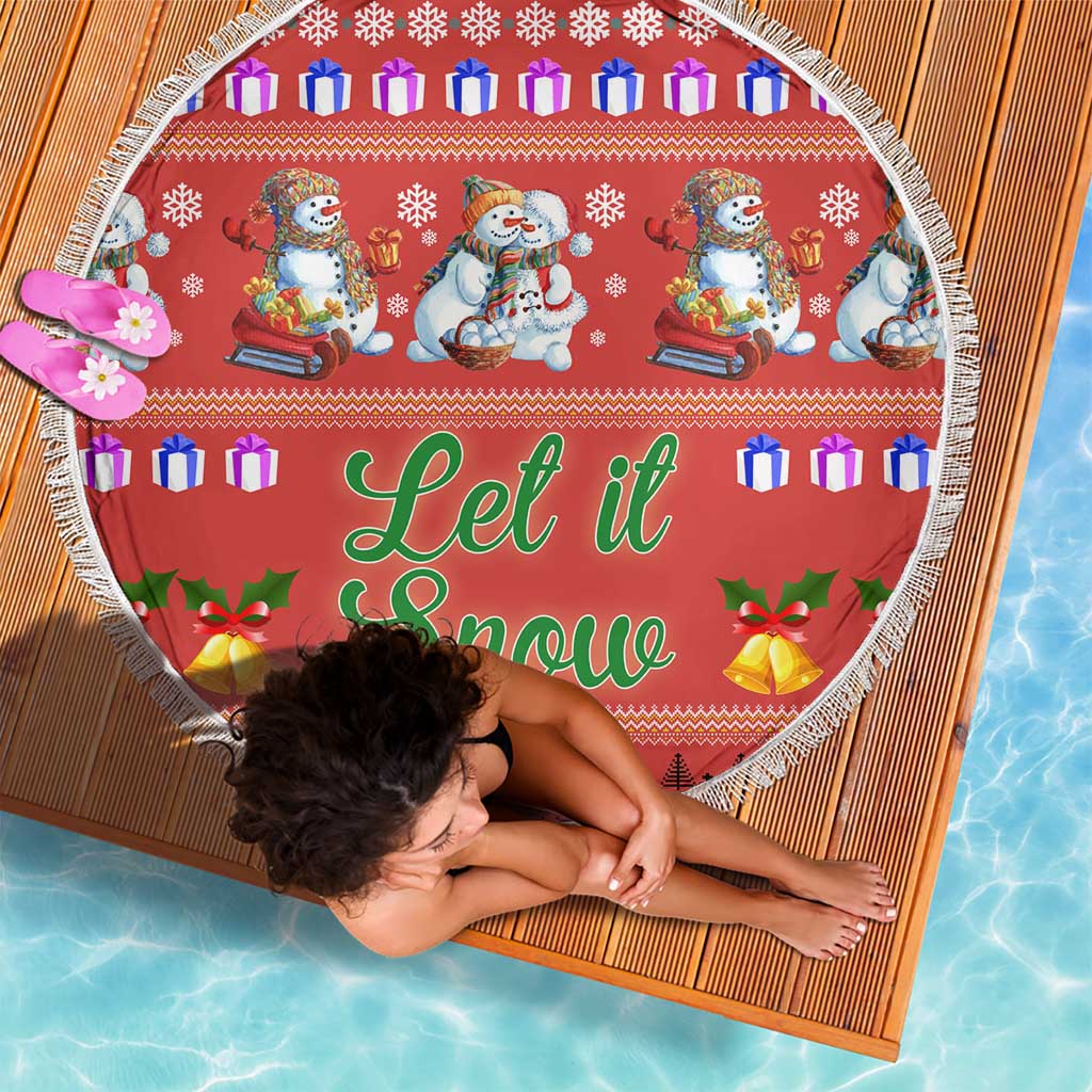 Snowman Let It Snow Christmas Beach Blanket Xmas Holiday Patterns - Wonder Print Shop