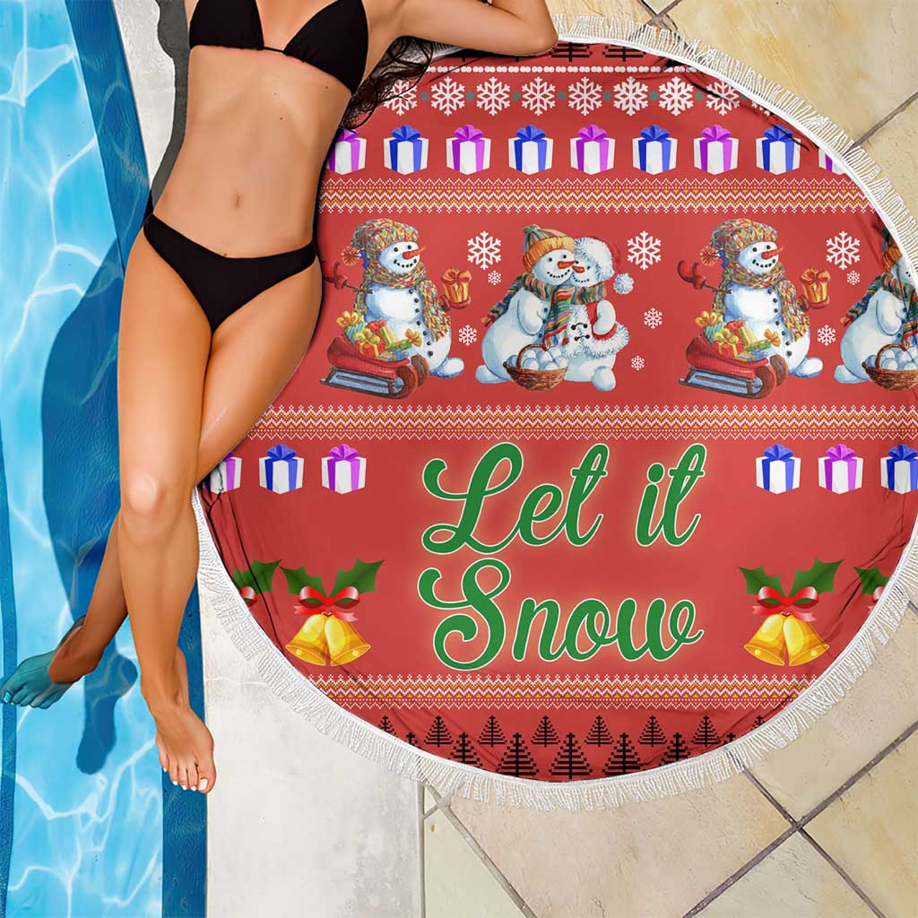 Snowman Let It Snow Christmas Beach Blanket Xmas Holiday Patterns - Wonder Print Shop