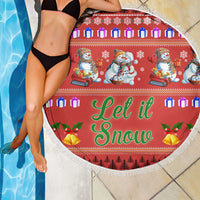 Snowman Let It Snow Christmas Beach Blanket Xmas Holiday Patterns - Wonder Print Shop