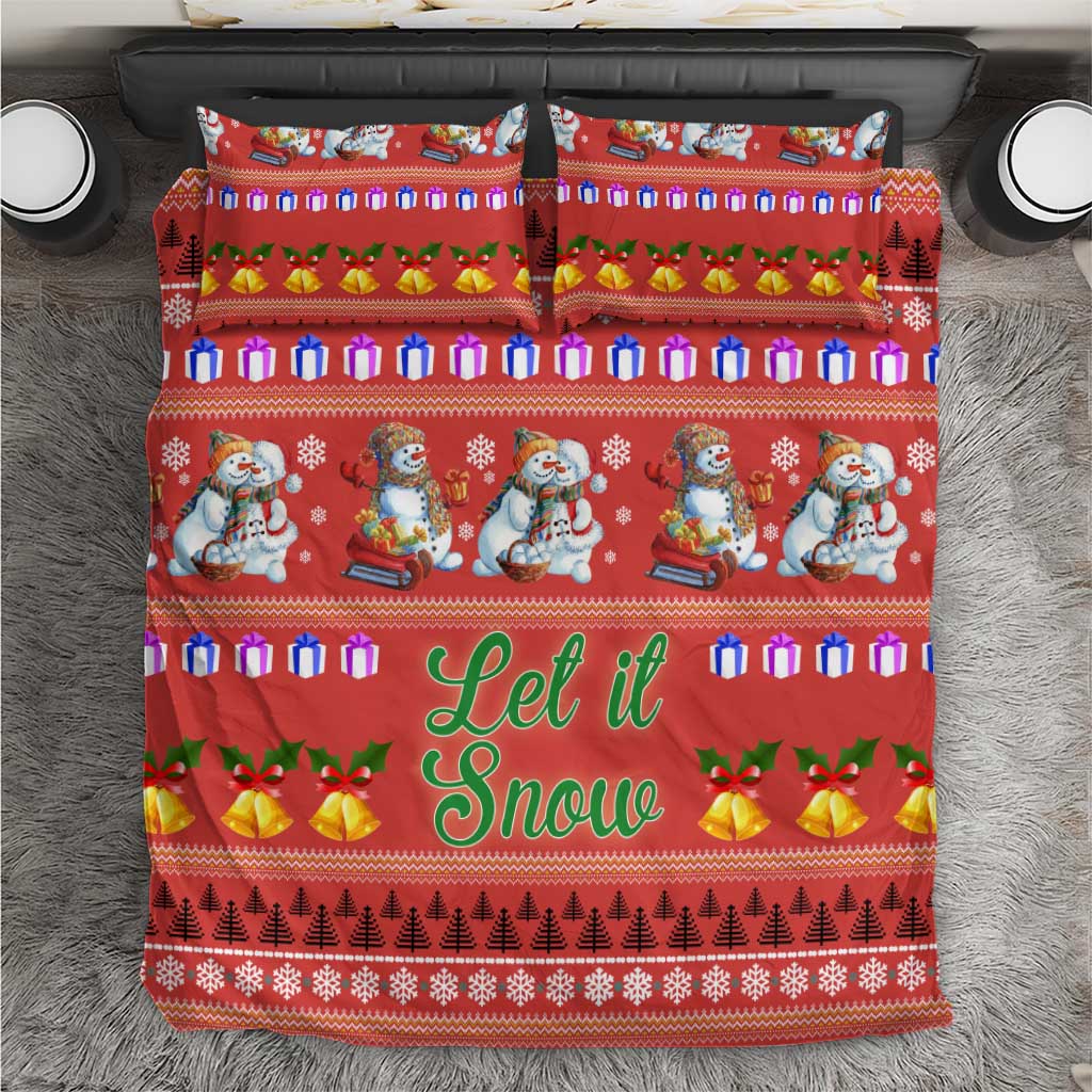 Snowman Let It Snow Christmas Bedding Set Xmas Holiday Patterns - Wonder Print Shop