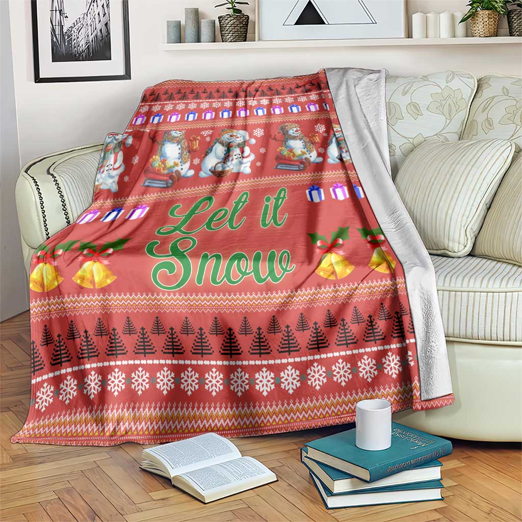 Snowman Let It Snow Christmas Blanket Xmas Holiday Patterns - Wonder Print Shop