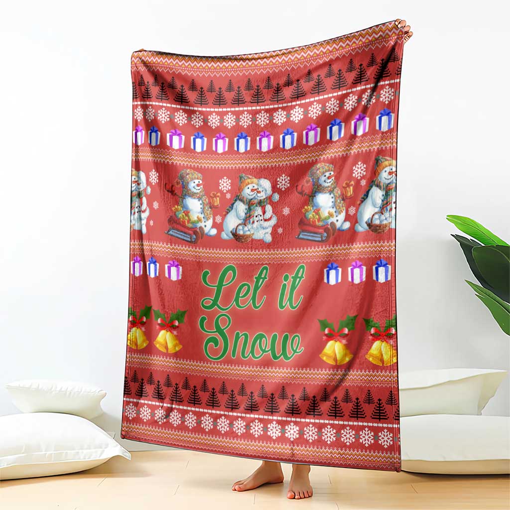 Snowman Let It Snow Christmas Blanket Xmas Holiday Patterns - Wonder Print Shop