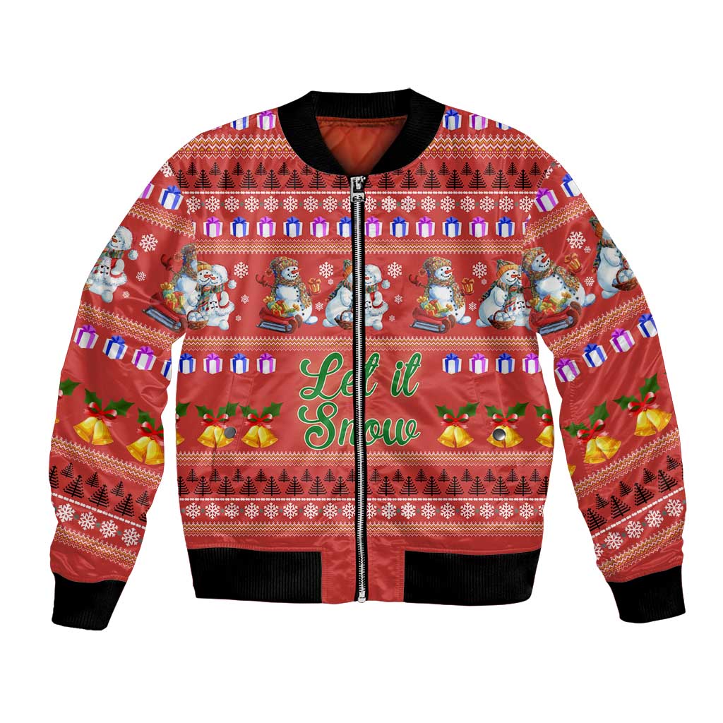 Snowman Let It Snow Christmas Bomber Jacket Xmas Holiday Patterns - Wonder Print Shop