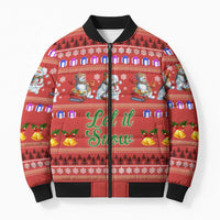 Snowman Let It Snow Christmas Bomber Puffer Jacket Xmas Holiday Patterns - Wonder Print Shop