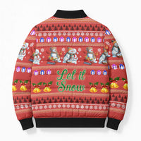 Snowman Let It Snow Christmas Bomber Puffer Jacket Xmas Holiday Patterns - Wonder Print Shop