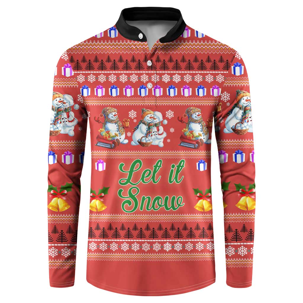 Snowman Let It Snow Christmas Button Sweatshirt Xmas Holiday Patterns - Wonder Print Shop
