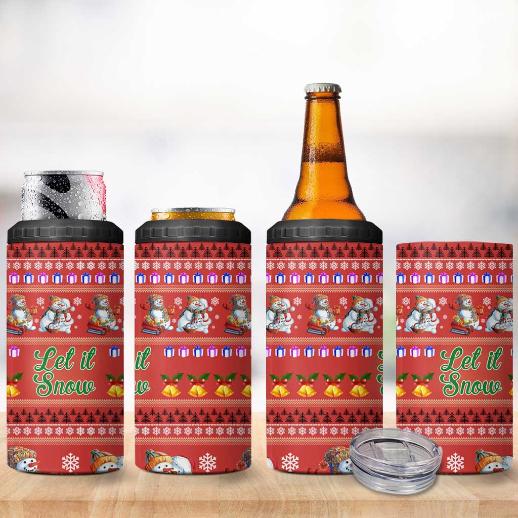 Snowman Let It Snow Christmas 4 in 1 Can Cooler Tumbler Xmas Holiday Patterns - Wonder Print Shop