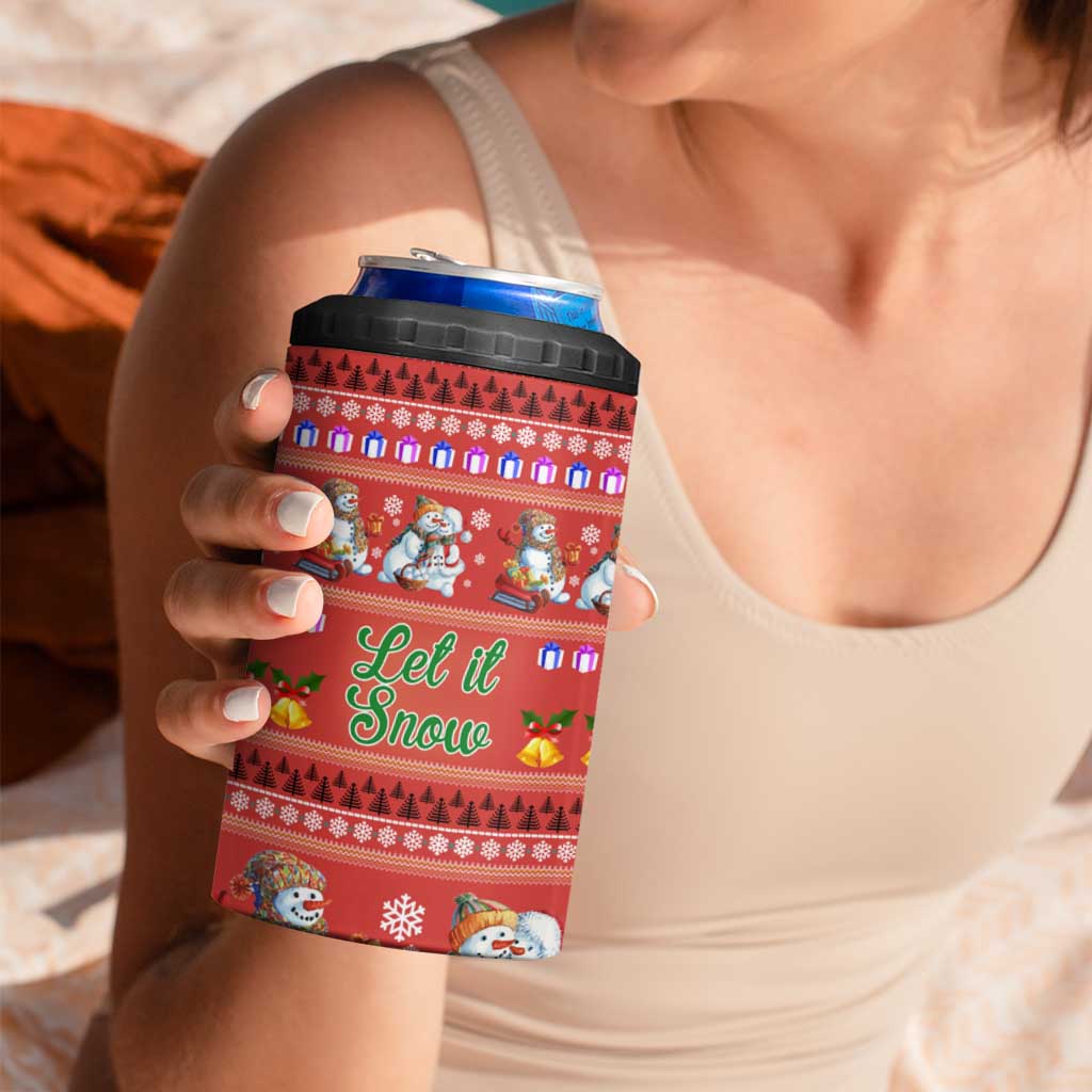 Snowman Let It Snow Christmas 4 in 1 Can Cooler Tumbler Xmas Holiday Patterns - Wonder Print Shop