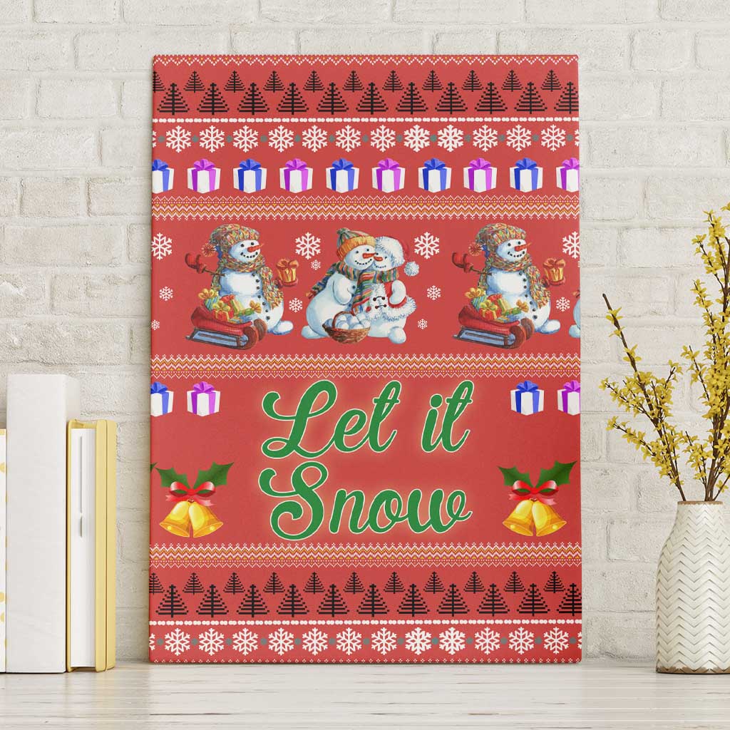 Snowman Let It Snow Christmas Canvas Wall Art Xmas Holiday Patterns - Wonder Print Shop