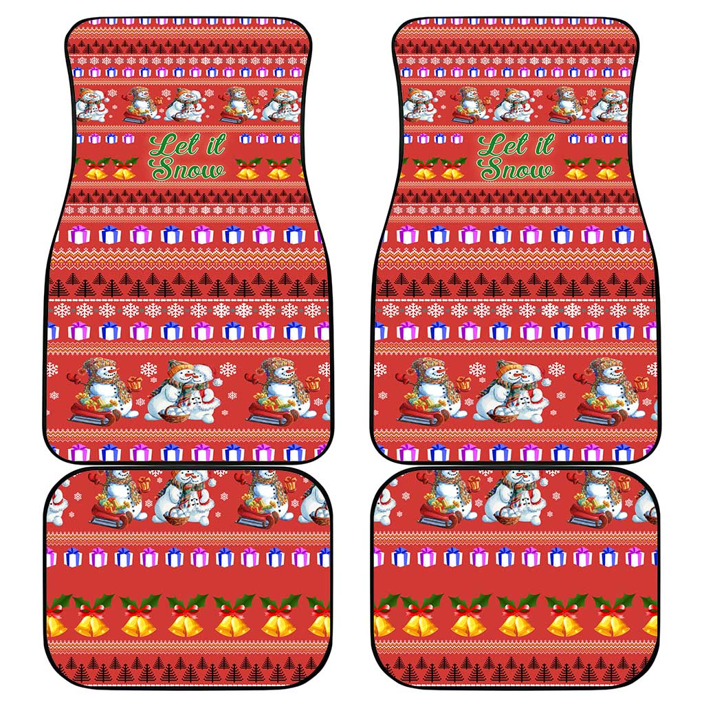 Snowman Let It Snow Christmas Car Mats Xmas Holiday Patterns - Wonder Print Shop
