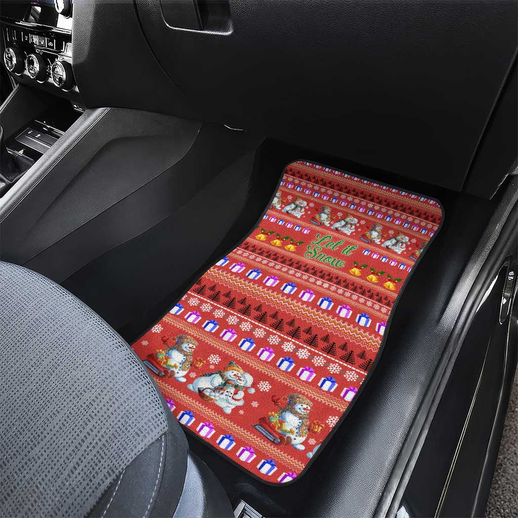 Snowman Let It Snow Christmas Car Mats Xmas Holiday Patterns - Wonder Print Shop