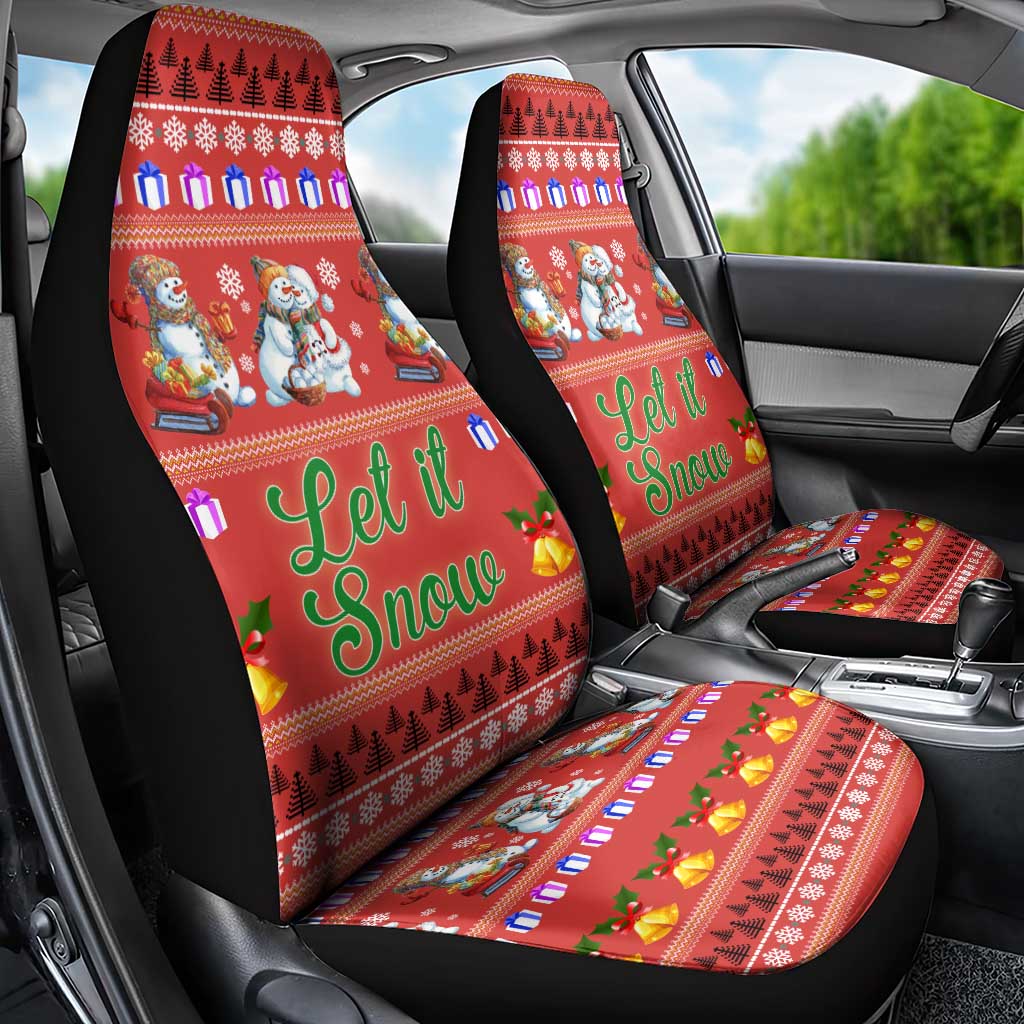 Snowman Let It Snow Christmas Car Seat Cover Xmas Holiday Patterns - Wonder Print Shop