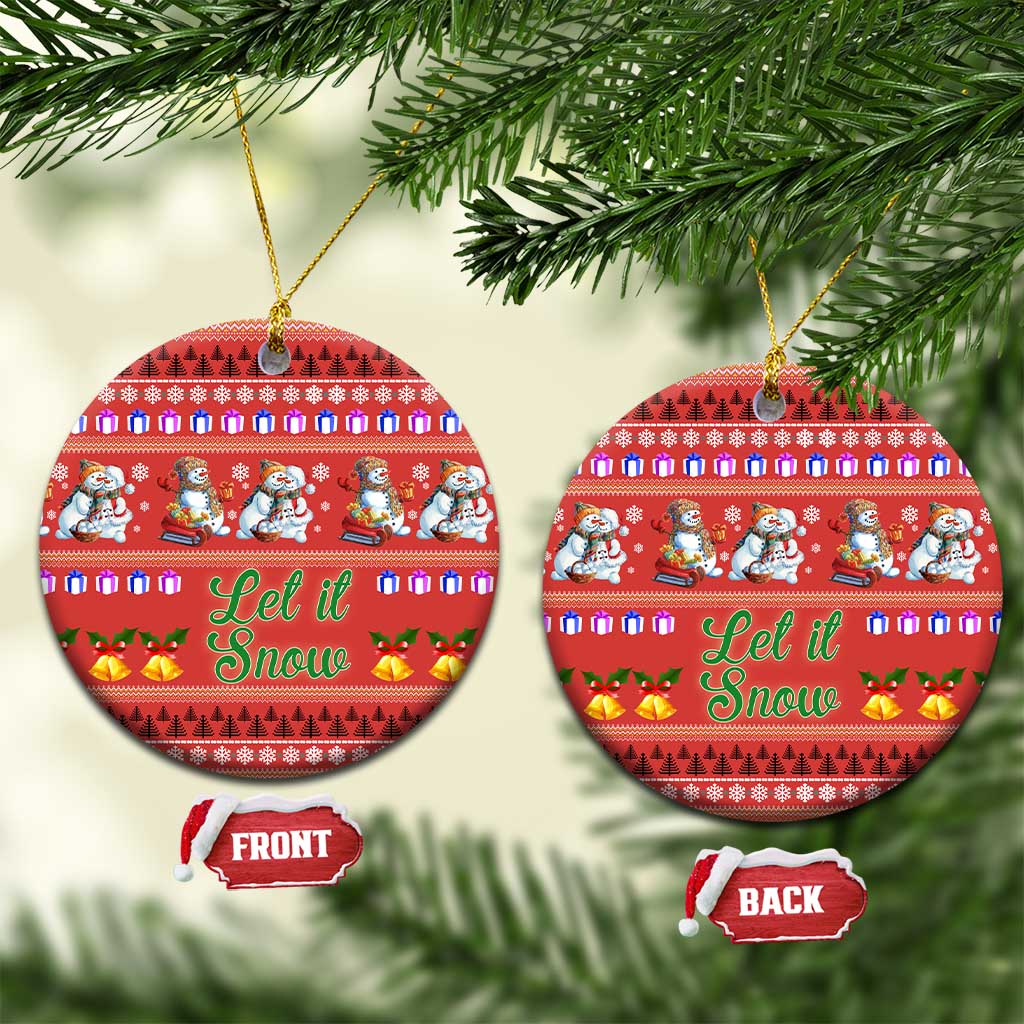 Snowman Let It Snow Christmas Ceramic Ornament Xmas Holiday Patterns - Wonder Print Shop