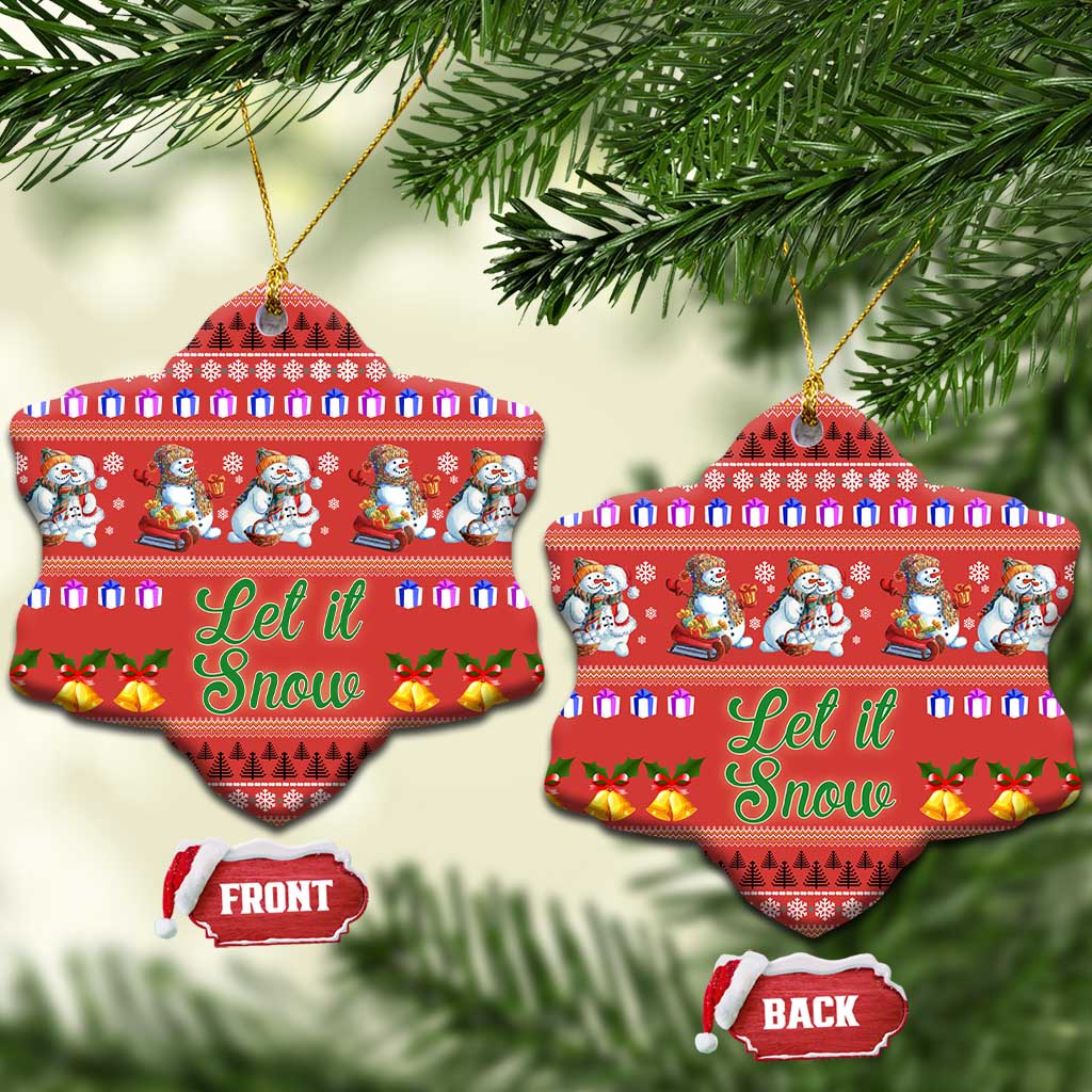 Snowman Let It Snow Christmas Ceramic Ornament Xmas Holiday Patterns - Wonder Print Shop