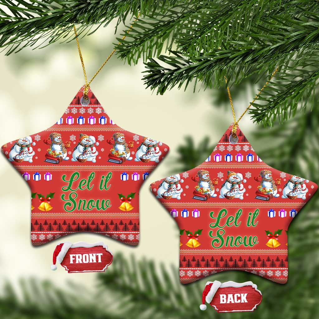 Snowman Let It Snow Christmas Ceramic Ornament Xmas Holiday Patterns - Wonder Print Shop