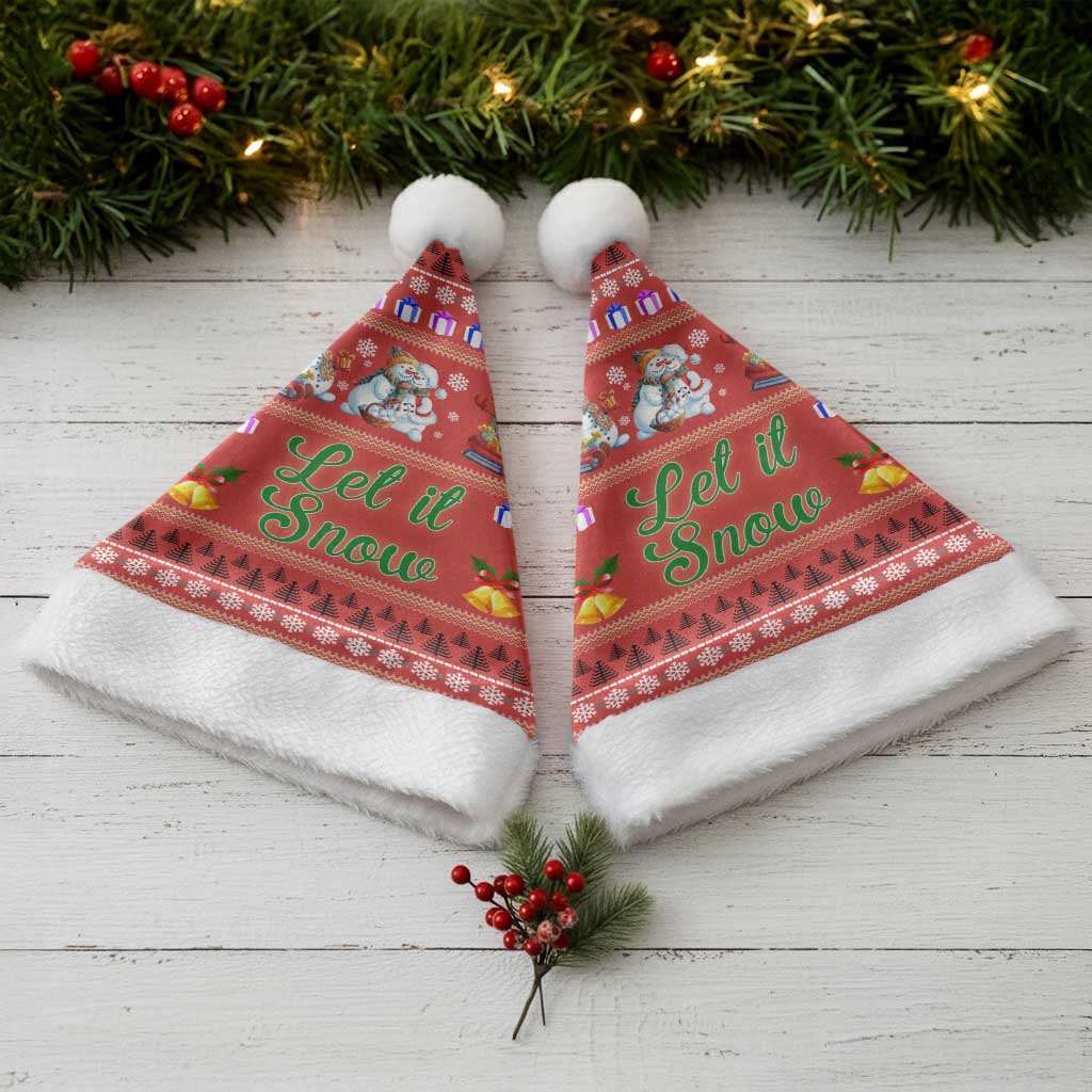 Snowman Let It Snow Christmas Santa Hat Xmas Holiday Patterns - Wonder Print Shop