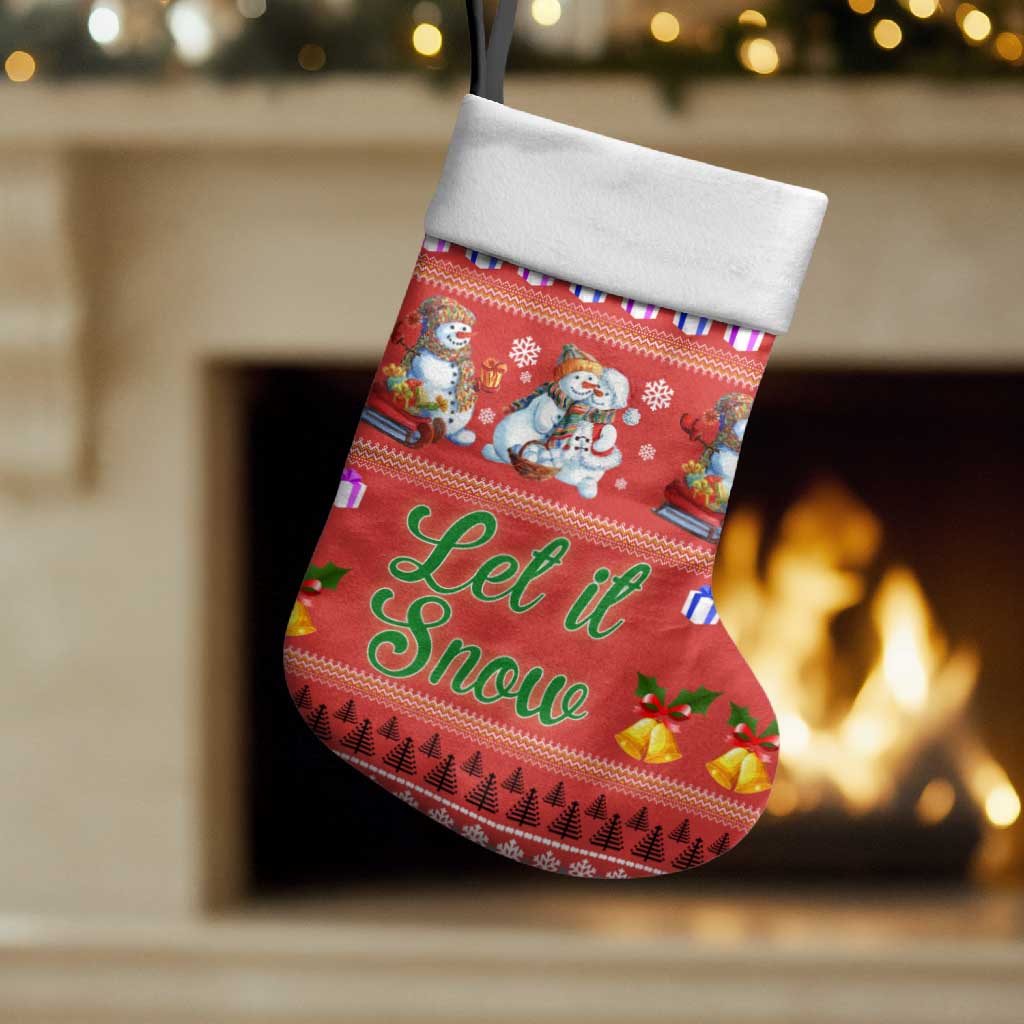 Snowman Let It Snow Christmas Stocking Xmas Holiday Patterns - Wonder Print Shop