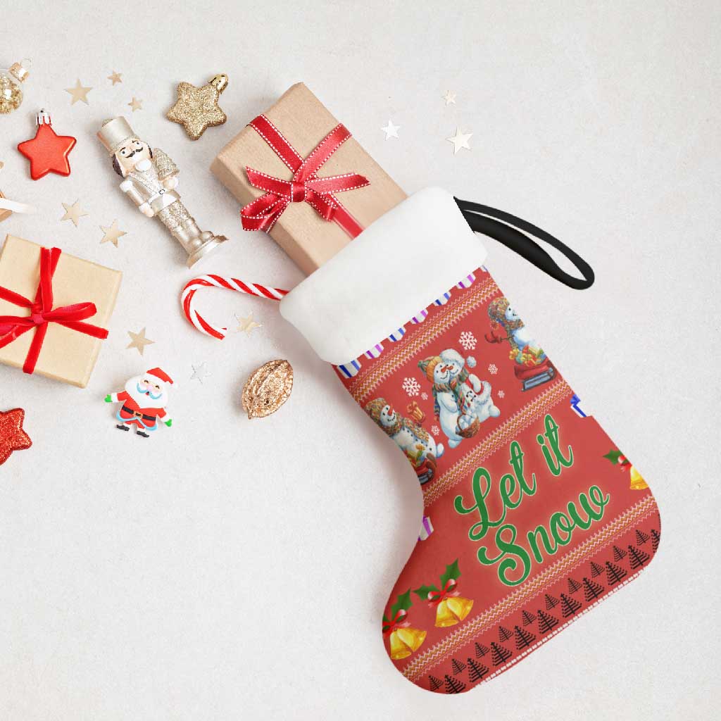 Snowman Let It Snow Christmas Stocking Xmas Holiday Patterns - Wonder Print Shop