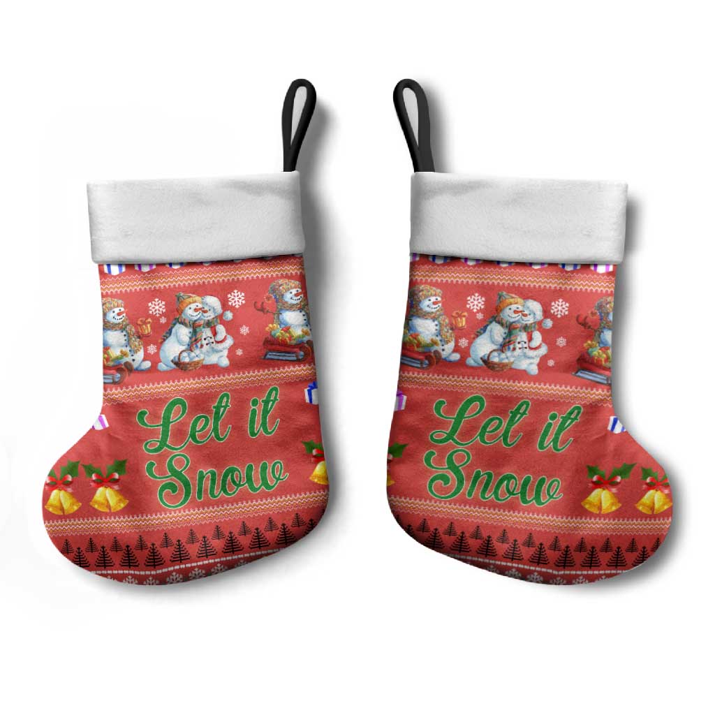 Snowman Let It Snow Christmas Stocking Xmas Holiday Patterns - Wonder Print Shop