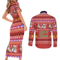 Snowman Let It Snow Christmas Couples Matching Short Sleeve Bodycon Dress and Long Sleeve Button Shirt Xmas Holiday Patterns - Wonder Print Shop