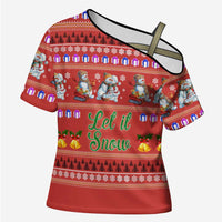Snowman Let It Snow Christmas Cross Shoulder Shirt Xmas Holiday Patterns - Wonder Print Shop