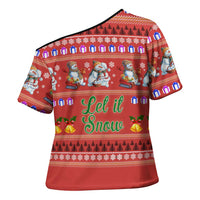 Snowman Let It Snow Christmas Cross Shoulder Shirt Xmas Holiday Patterns - Wonder Print Shop