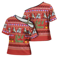 Snowman Let It Snow Christmas Cross Shoulder Shirt Xmas Holiday Patterns - Wonder Print Shop