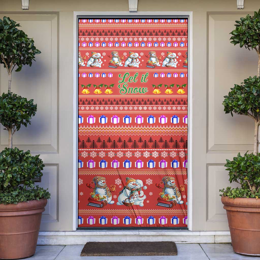 Snowman Let It Snow Christmas Door Cover Xmas Holiday Patterns - Wonder Print Shop