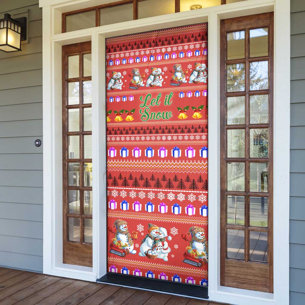 Snowman Let It Snow Christmas Door Cover Xmas Holiday Patterns - Wonder Print Shop