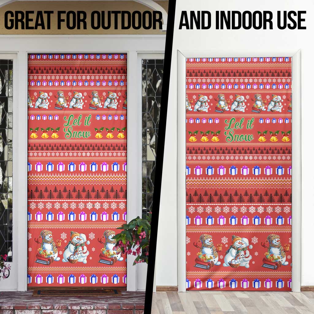 Snowman Let It Snow Christmas Door Cover Xmas Holiday Patterns - Wonder Print Shop