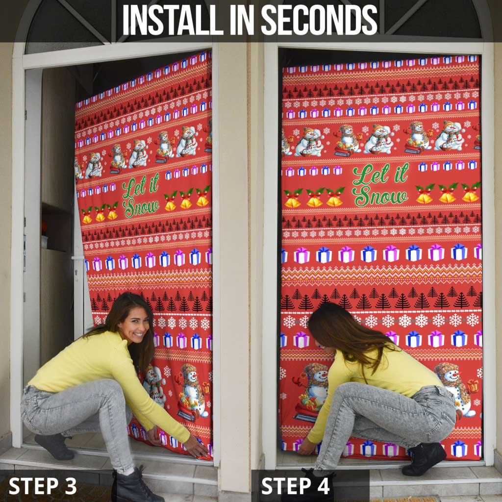Snowman Let It Snow Christmas Door Cover Xmas Holiday Patterns - Wonder Print Shop