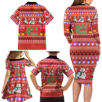 Snowman Let It Snow Christmas Family Matching Long Sleeve Bodycon Dress and Hawaiian Shirt Xmas Holiday Patterns - Wonder Print Shop