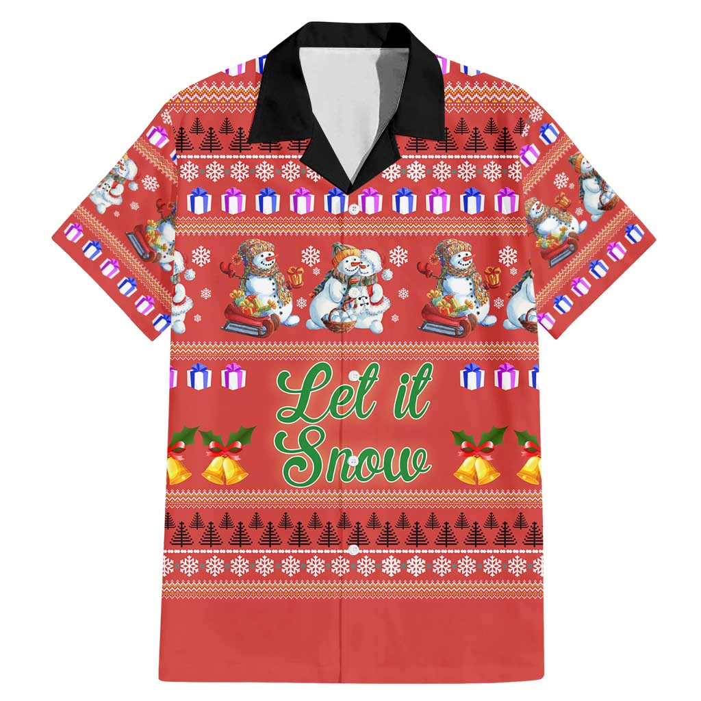 Snowman Let It Snow Christmas Family Matching Mermaid Dress and Hawaiian Shirt Xmas Holiday Patterns - Wonder Print Shop