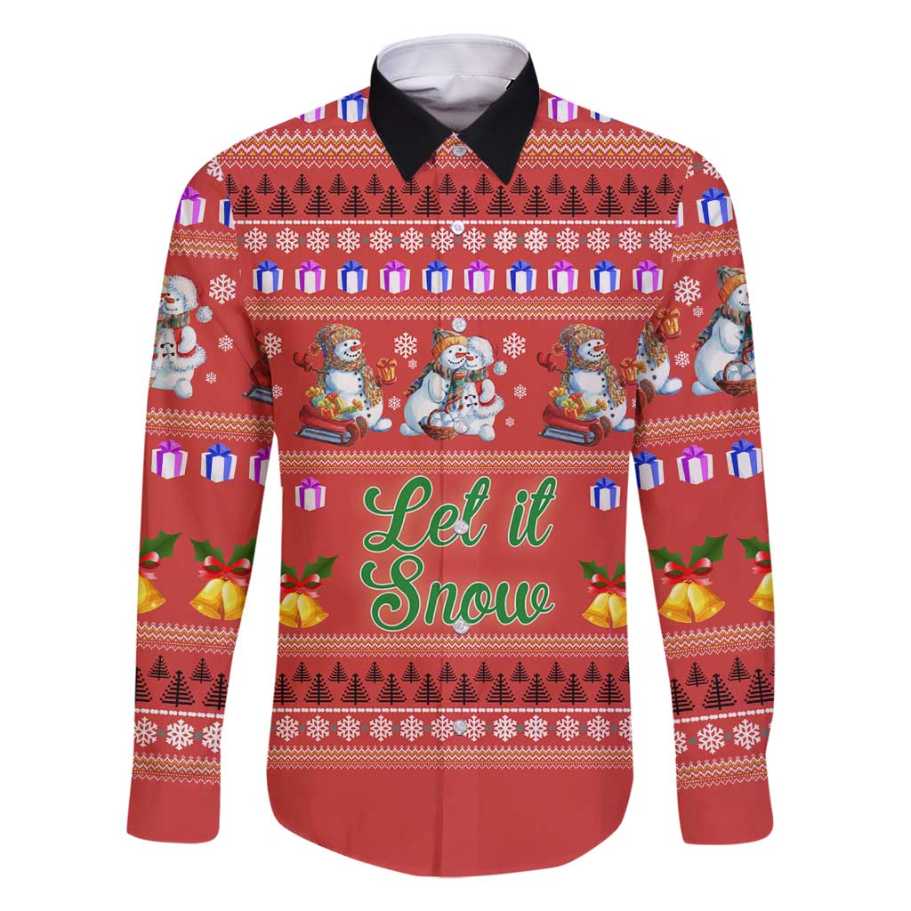 Snowman Let It Snow Christmas Family Matching Mermaid Dress and Hawaiian Shirt Xmas Holiday Patterns - Wonder Print Shop