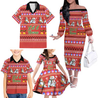 Snowman Let It Snow Christmas Family Matching Off The Shoulder Long Sleeve Dress and Hawaiian Shirt Xmas Holiday Patterns - Wonder Print Shop