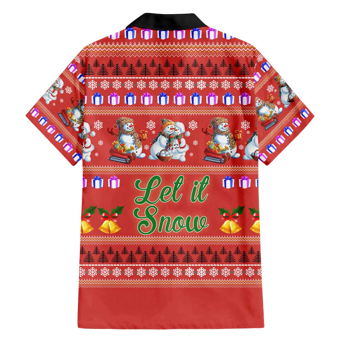 Snowman Let It Snow Christmas Family Matching Off The Shoulder Long Sleeve Dress and Hawaiian Shirt Xmas Holiday Patterns - Wonder Print Shop