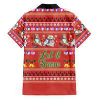 Snowman Let It Snow Christmas Family Matching Off The Shoulder Long Sleeve Dress and Hawaiian Shirt Xmas Holiday Patterns - Wonder Print Shop
